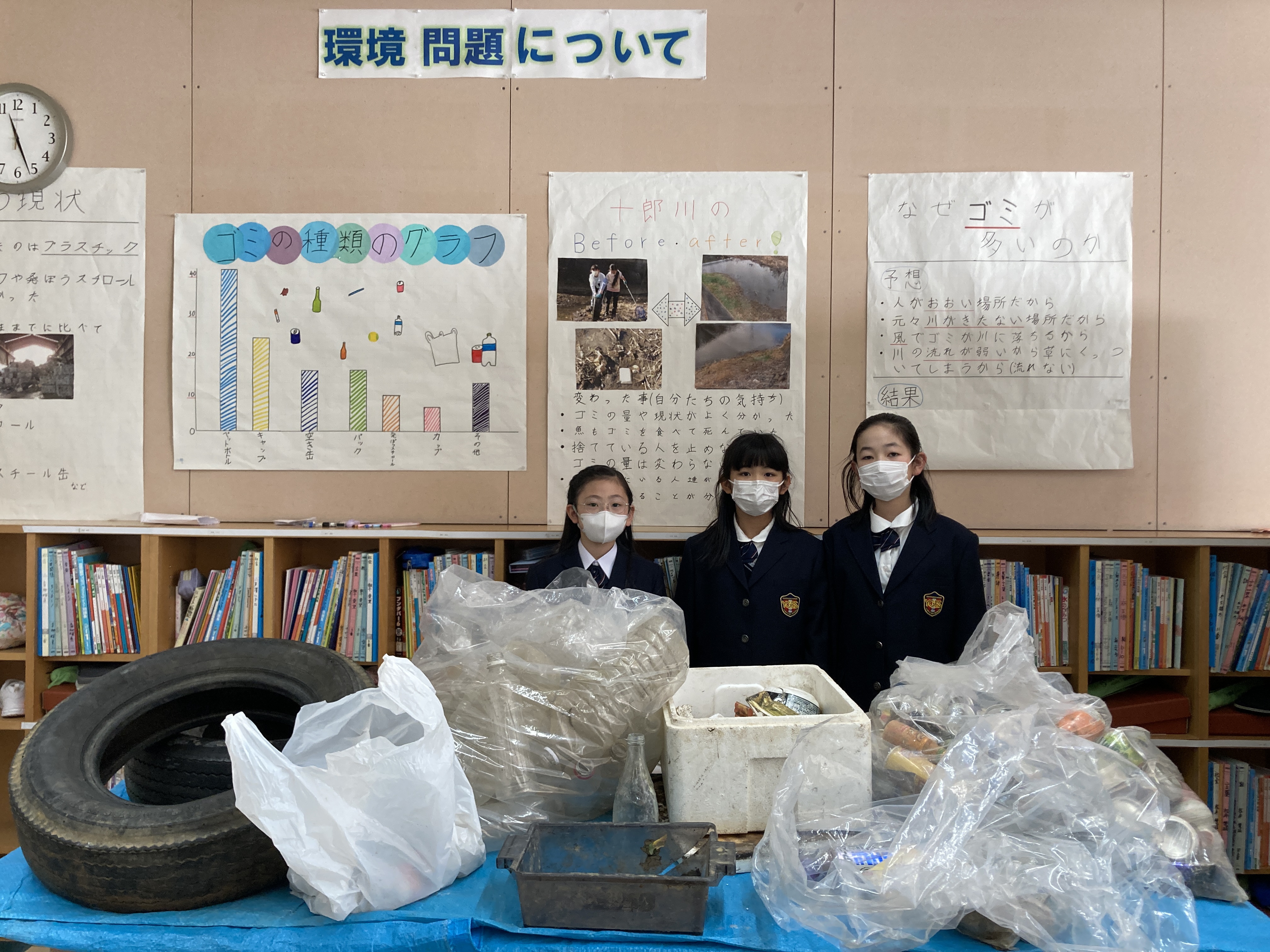 山梨学院小学校でごみの調査をしました